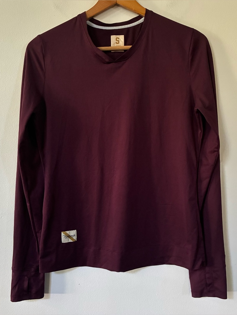 Tracksmith Twilight Long Sleeve Running Tee in Wine